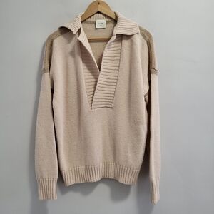 Alysi Creme Oatmeal Alpaca Wool Mohair Italy Oversized Chunky Sweater Size Large